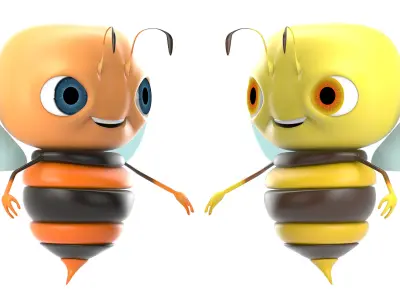 Bee Toon Character Low-poly 3D model