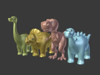 Cartoon Dinosaurs Pack Low-poly 3D model