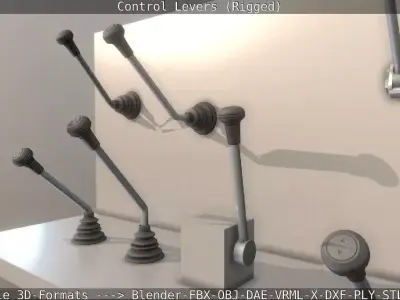 Control Levers - Rigged - Low-poly 3D model