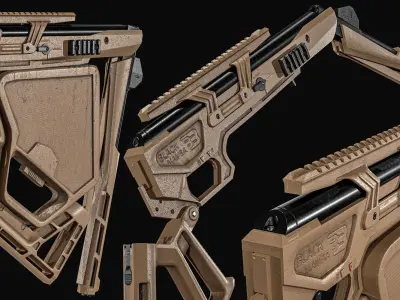 Black Bunker BM8 Folding Gas-Ram Break Barrel Survival Rifle Low-poly 3D model