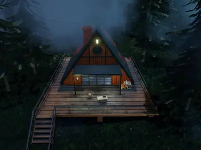 CABIN IN THE WOODS - VR WORLD - GAME READY Low-poly 3D model