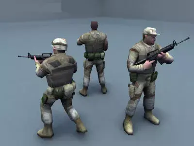 US Army Soldiers Low-poly 3D model