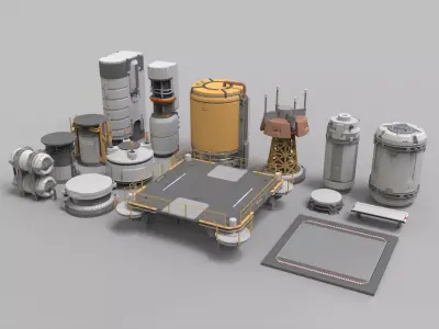 sci-fi Architecture kitbash 41 3D model