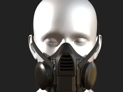 Gas mask respirator Black plastic  Low-poly 3D model