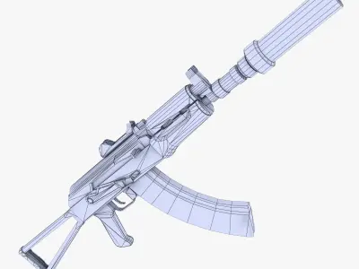 AKS-74U Supressed Low-poly 3D model