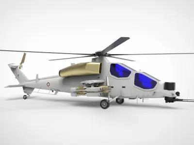Agusta A129 Mangusta white brass 3D model