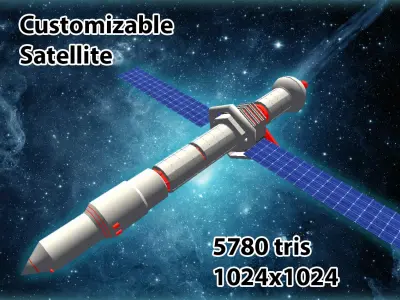 Satellite LOW POLY Low-poly 3D model