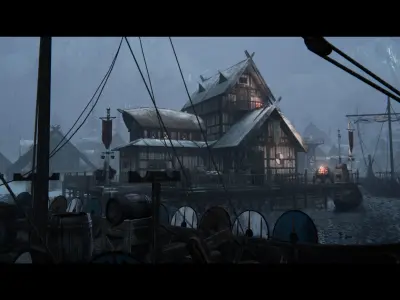 Viking Village Environment Megapack Modular with Interiors Low-poly 3D model