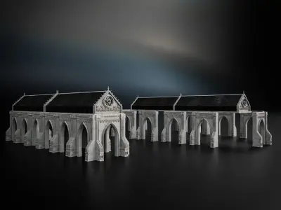 GOTHIC CASTLE KITBASH Low-poly 3D model