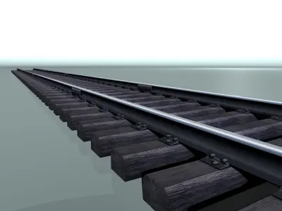 Railway track woody sleepers Low-poly 3D model