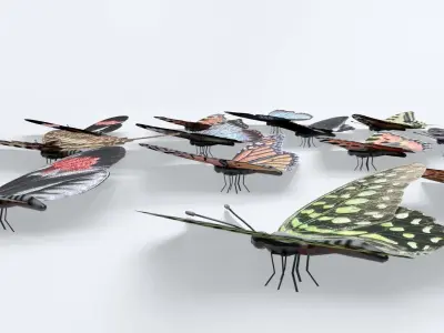 Butterflies Collection - 24 Rigged Low-Poly Butterfly Models Low-poly 3D model