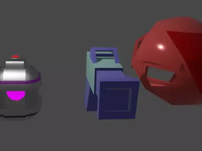 Mask Gun and Granade Free low-poly 3D model