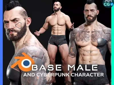 Base Male and Sci-fi Game Character Starter Low-poly 3D model