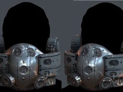 Gas mask helmet 3d model scifi Low-poly Low-poly 3D model Low-poly 3D model 92