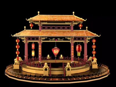 Chinese ancient gate 3D model