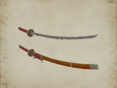 Stylized katana demon sword Low-poly 3D model