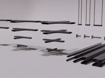 Cable trays 50x50 100x50 200x50 300x50 3D model