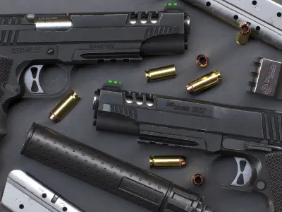 Game Ready 1911 Pistol 3D Model Low-poly 3D model