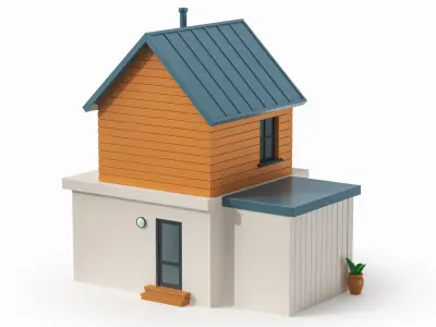 Cartoonish House Low Poly 3D Model 02 3D model