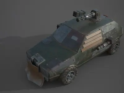 Post Apocalyptic Monster VW Golf Low-poly 3D model