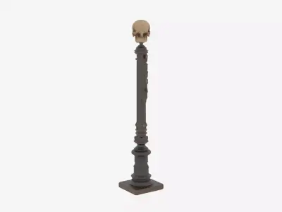 3D Detailed Gothic Wrought Iron Lantern with Skull 3D model