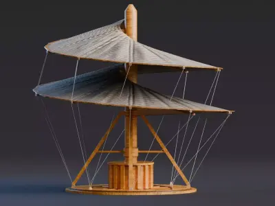 Da Vinci Inventions - Helical air screw Low-poly 3D model