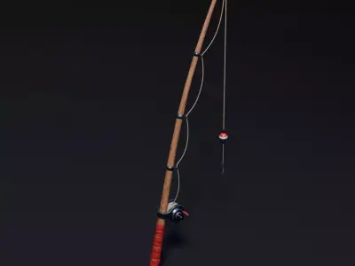 Fishing Rod - PBR Textures - Game Ready Low-poly 3D model