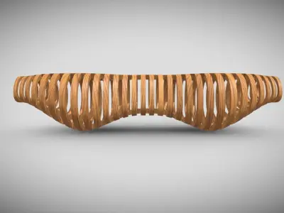 Organic Wooden Table  Low-poly 3D model