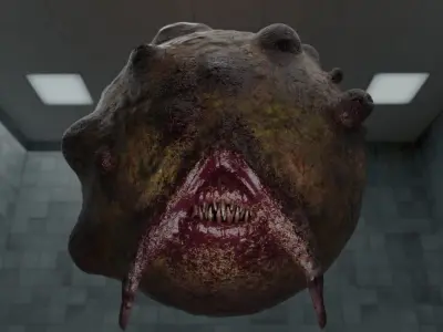 Monster ball with teeth Low-poly 3D model