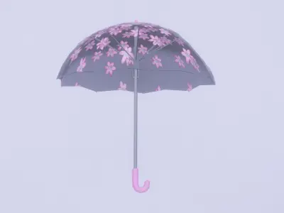 Umbrella 2 sakura Free low-poly 3D model