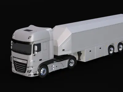2018 DAF 106 XF EURO 6 4X2 Inloader Trailer Low-poly 3D model