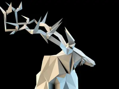 Elk cubism Low-poly 3D model