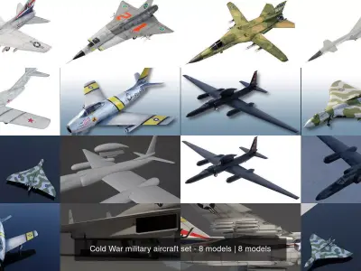 Cold War military aircraft set - 8 models 3D Model Collection