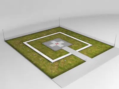 Helipad square ground 3D model