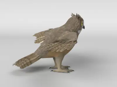 Cartoon Great Horned Owl 3D model