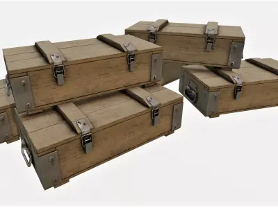 Ammunition Wood Crates 02 - PBR Low-poly 3D model