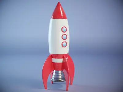 Cartoon Rocket PBR  Low-poly 3D model