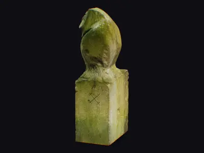 Stone Old Mythical Owl Statue Art Animal Sculpture Georgian 3D model