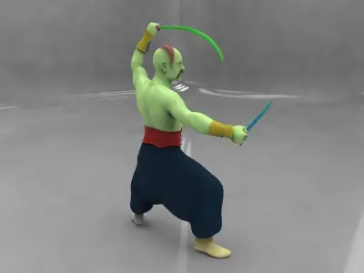 Cossak man holding sword 3D model