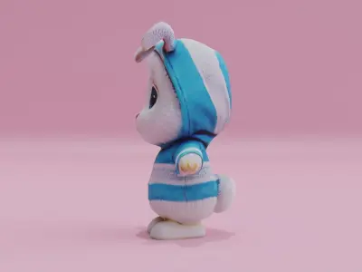 Easter Bunny is wearing hoodie Toy Cute T-Pose Low High Poly Low-poly 3D model