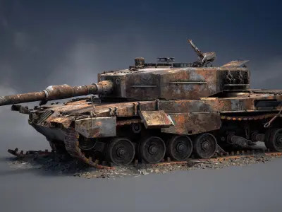 Leopard 2A4 Destroyed Low-poly 3D model