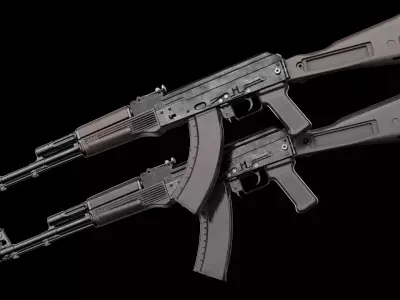 AK-74M AK-101 AK-103 Kalashnikov Assault Rifle Game Ready Low-poly 3D model