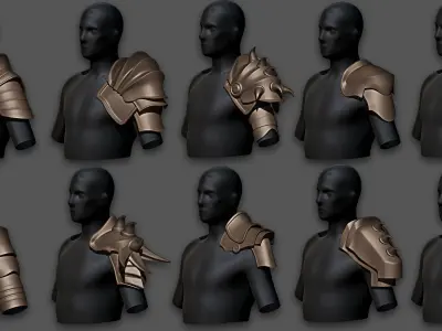 30 Highpoly and Lowpoly Shoulder Armor Low-poly 3D model