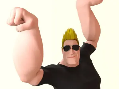 Johnny Bravo cartoon character Free low-poly 3D model