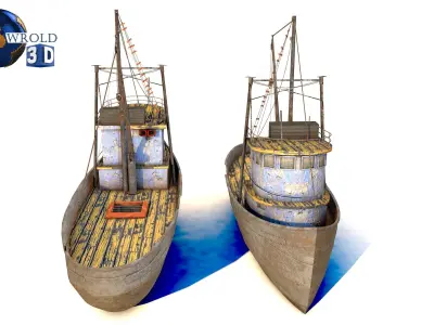 Lowpoly Fishing Boat 3D Model Low-poly 3D model