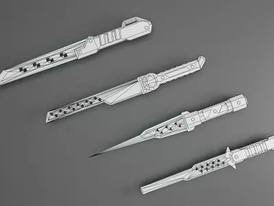 Stylized Battle Knifes Pack Low-poly 3D model