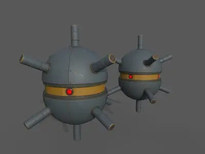 Sci-fi Mines Bombs Low-poly 3D model