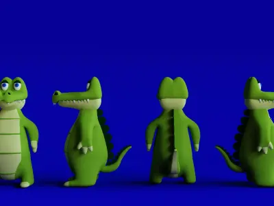 Cartoon crocodile in 3D Modeling Low-poly 3D model
