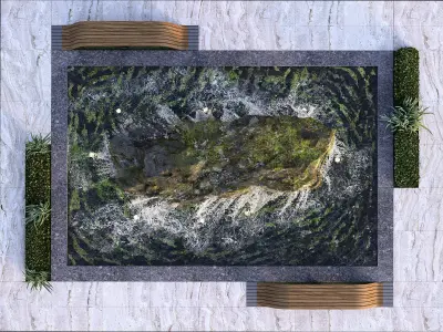 Arch Rock with Fountains 3D model