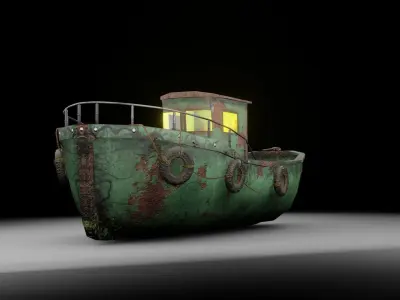 Boat Fishing Low-poly 3D model